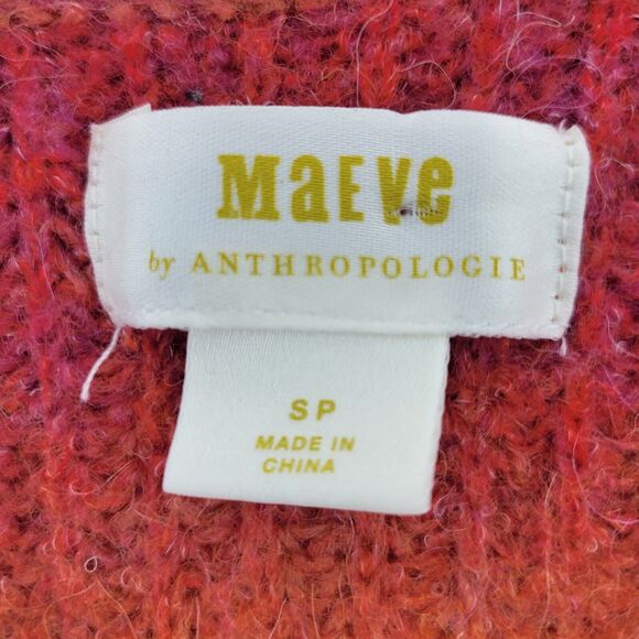 Anthropologie Maeve Hallie Space Dyed Cardigan Sweater Size Small Petite Orange - Picture 5 of 10